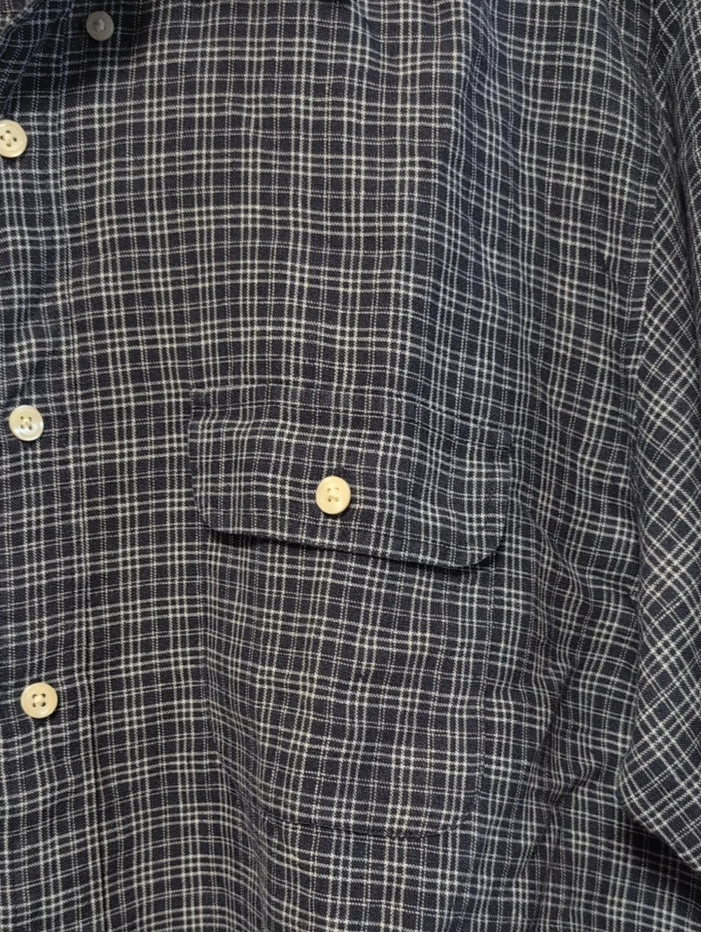 Vintage J.Crew Oarsman Irish Linen Shirt Blue Plaid Button Up Large